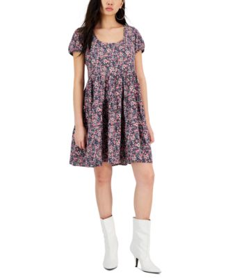 Lucky Brand - Women's Short-Sleeve Printed Babydoll Dress