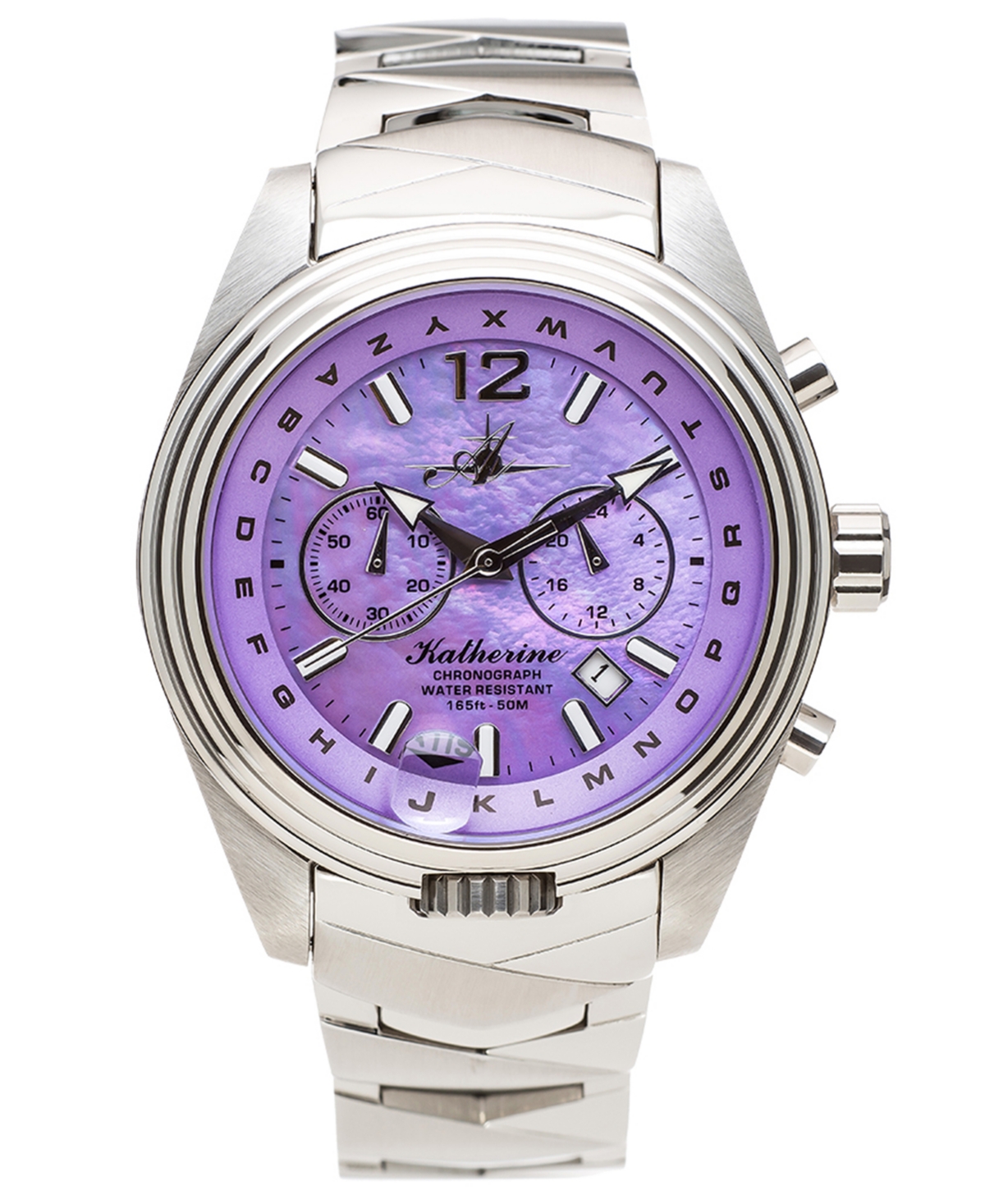Abingdon Co. Women's Katherine Chronograph Multifunctional Stainless Steel Bracelet Watch 40mm In Purple