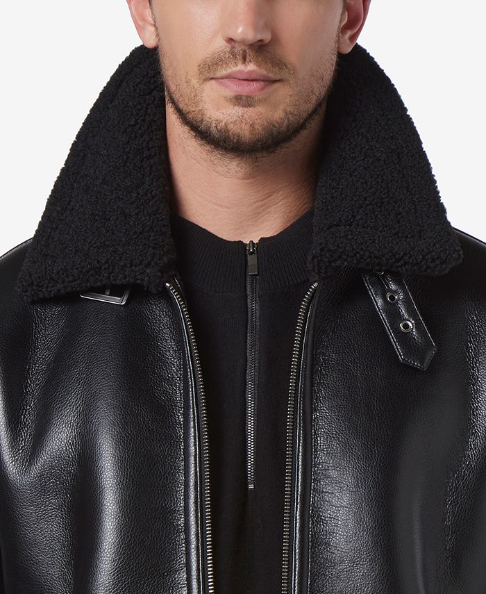 Marc New York Men's Cadman Faux Leather Fleece-Lined Aviator Jacket ...