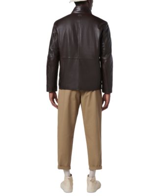 Men's Wollman Smooth Leather Racer Jacket with Removable Interior Bib