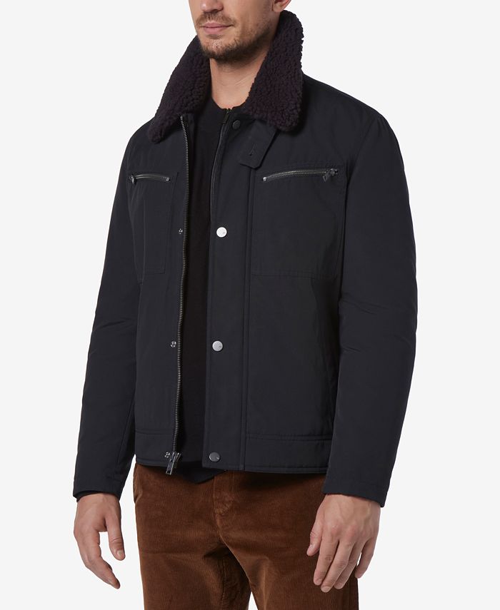 Marc New York Men's Randall Insulated Waxed Cotton Aviator Jacket with ...