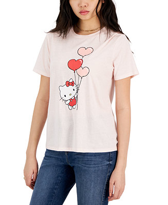 Love Tribe Juniors' Hello Kitty Heart Balloon Graphic T-Shirt & Reviews -  Tops - Juniors - Macy's