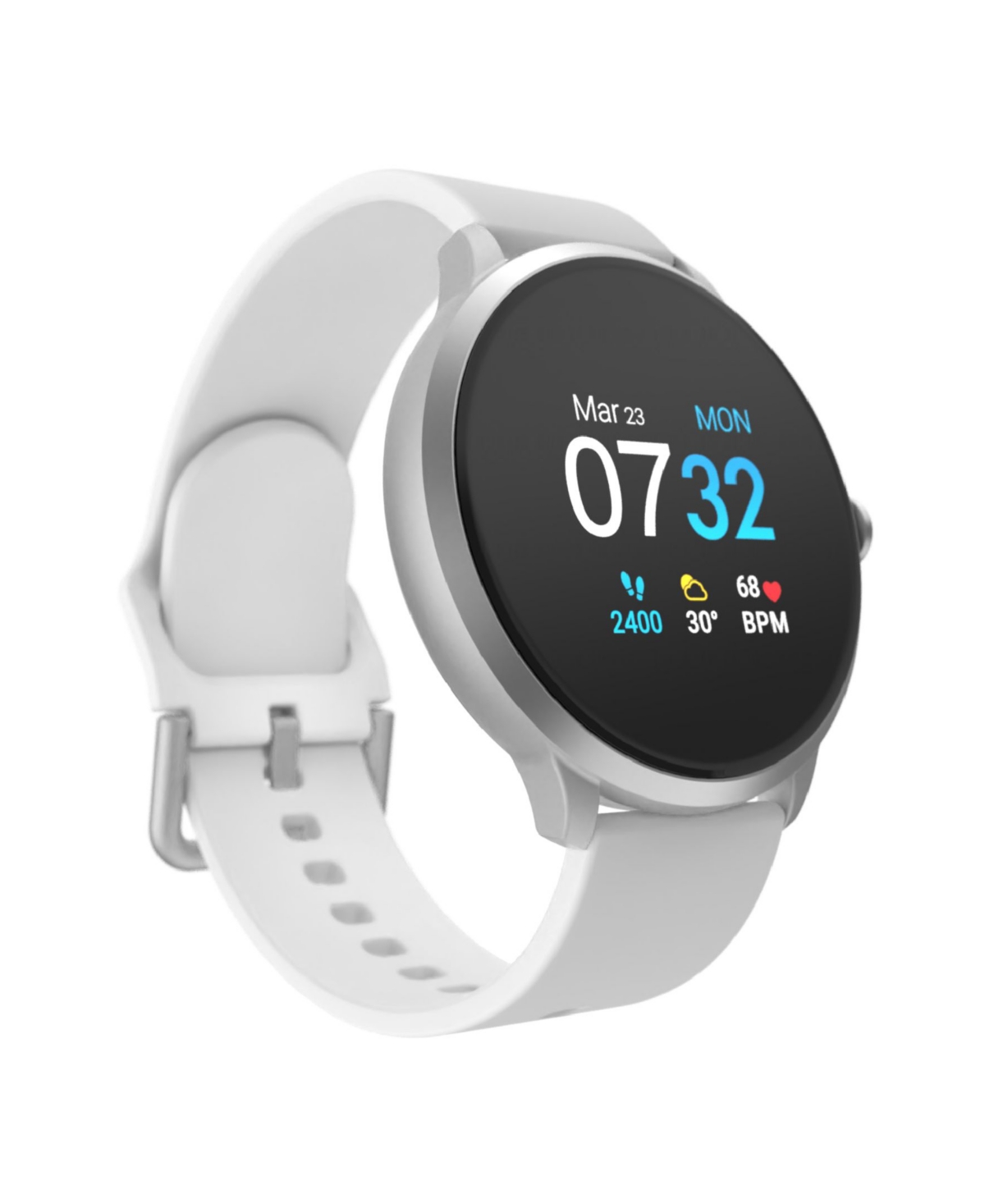 Sport 3 Unisex Touchscreen Smartwatch: Silver Case with White Strap 45mm - White