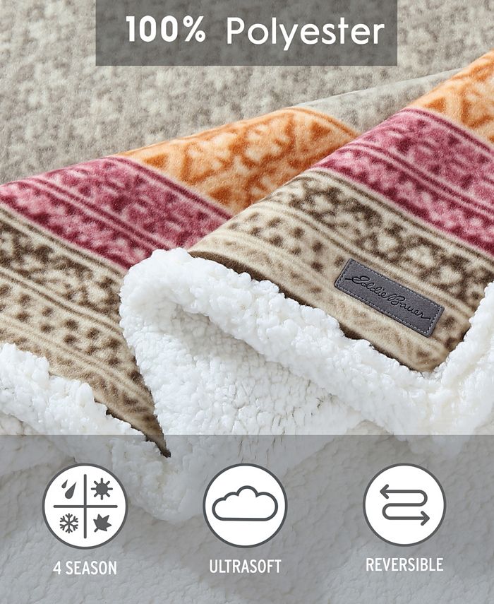 Eddie Bauer Fair Isle Ultra Soft Plush Fleece Reversible Oversized