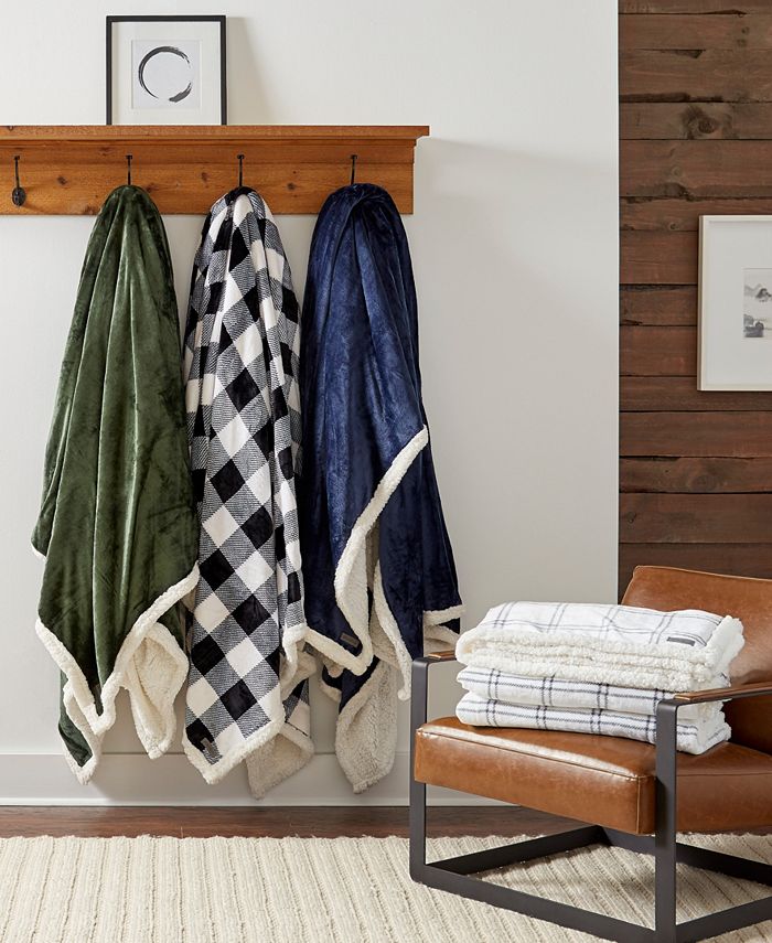 Eddie Bauer Cabin Plaid Ultra Soft Plush Fleece Reversible Full/Queen