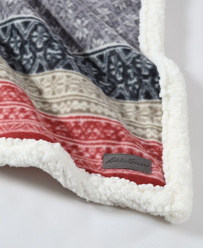 Eddie Bauer Fair Isle Ultra Soft Plush Fleece Reversible Oversized