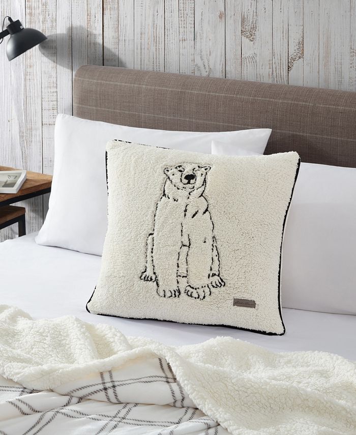 Eddie Bauer Cozy Polar Bear Sherpa Square Decorative Pillow, 20" X 20