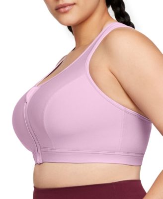 Plus Size Full Figure Zip Up Front Closure Sports Wirefree Bra 9266