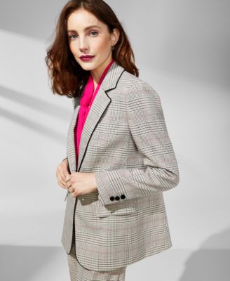 Anne Klein - Women's Plaid Notched-Collar Blazer