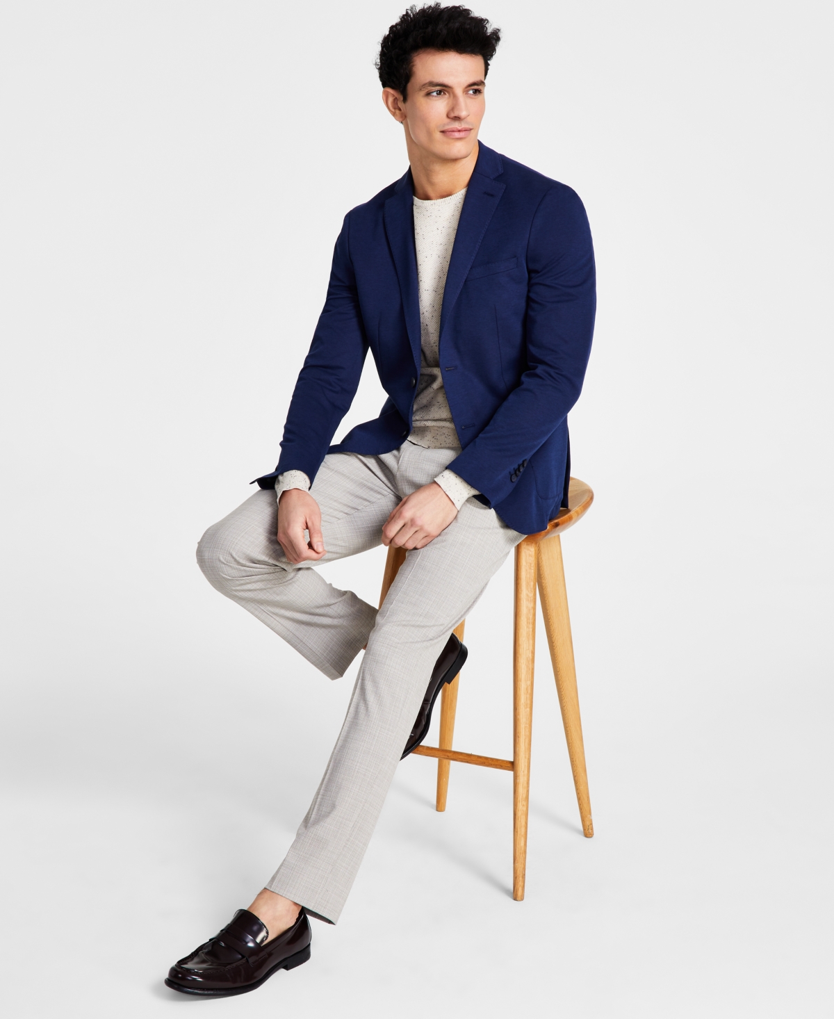 Men's Slim-Fit Solid Blazer, Created for Macy's - Navy