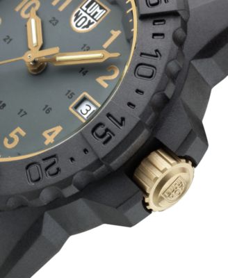 Men's Swiss Navy Seal Military Dive Gold Black Rubber Strap Watch 45mm