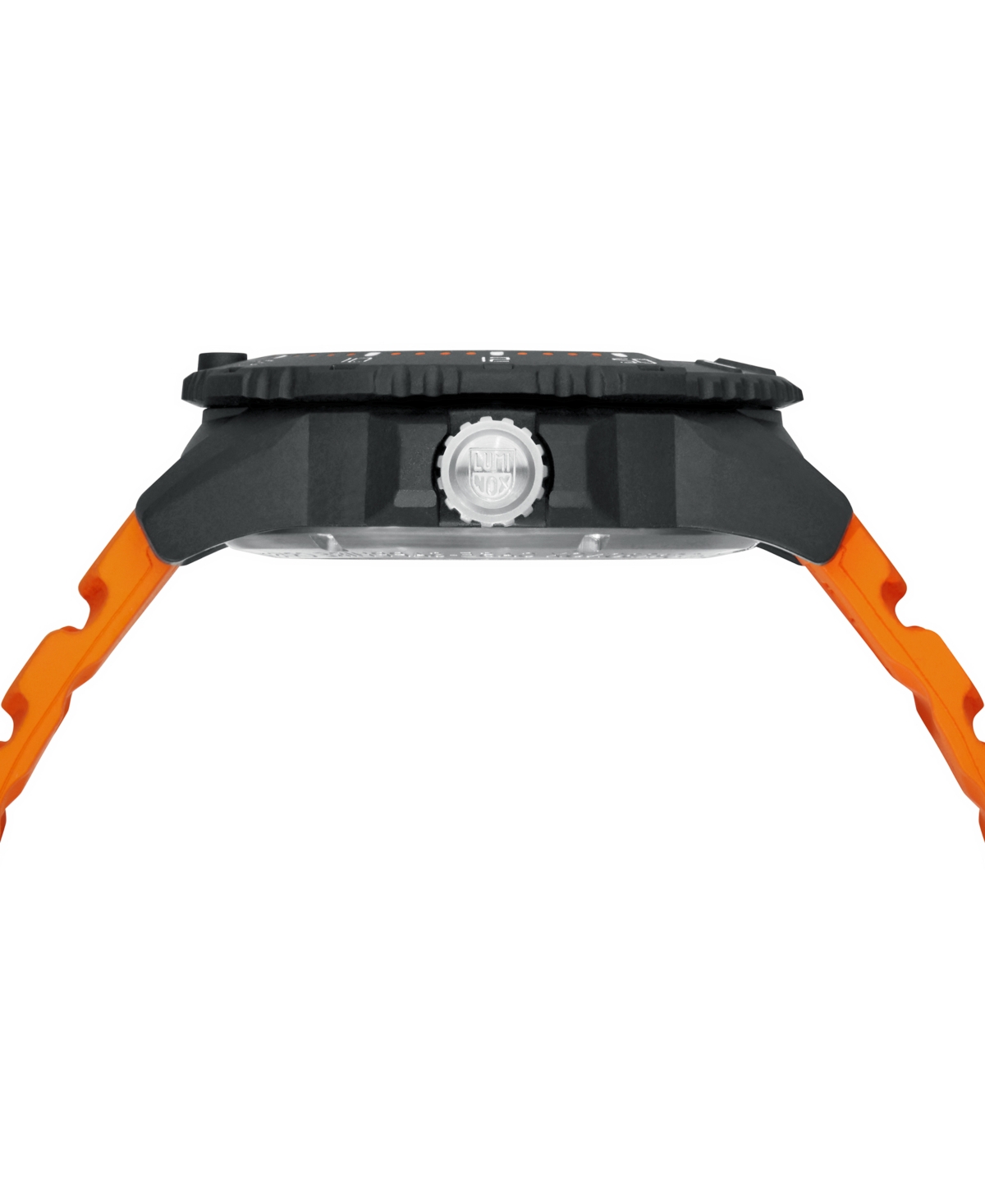 Shop Luminox Men's Swiss Navy Seal Magnifying Glass Dive Orange Rubber Strap Watch 45mm In No Color
