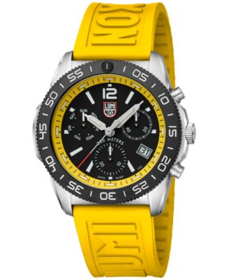 Men's Swiss Chronograph Pacific Diver Yellow Rubber Strap Watch 44mm