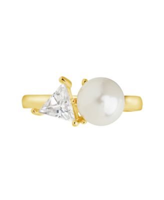 Cubic Zirconia and Imitation Pearls Dara Ring