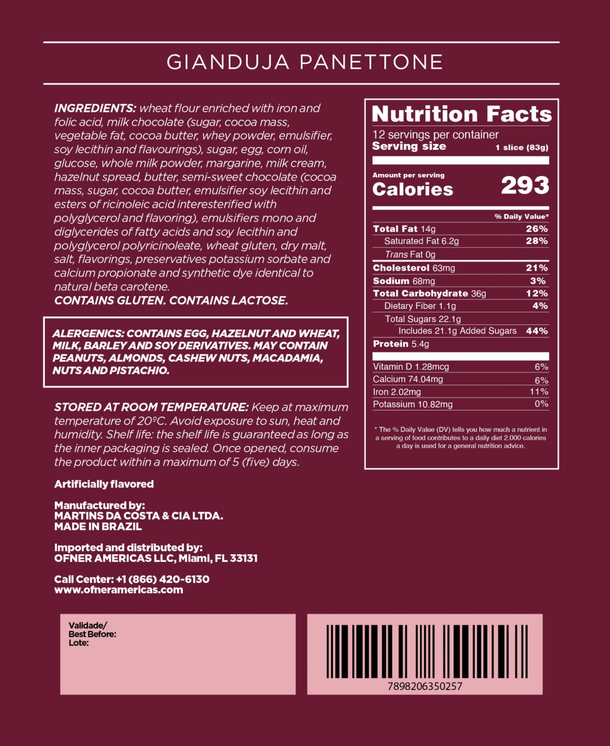 Ofner Panettone Gianduja Cake, 35.27 oz In No Color