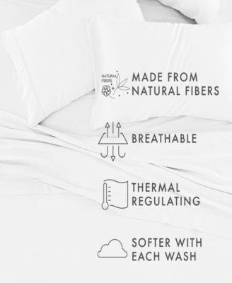 300 Thread Count Linen Rayon From Bamboo Blend Deep Pocket 4-Pc. Sheet Set, California King