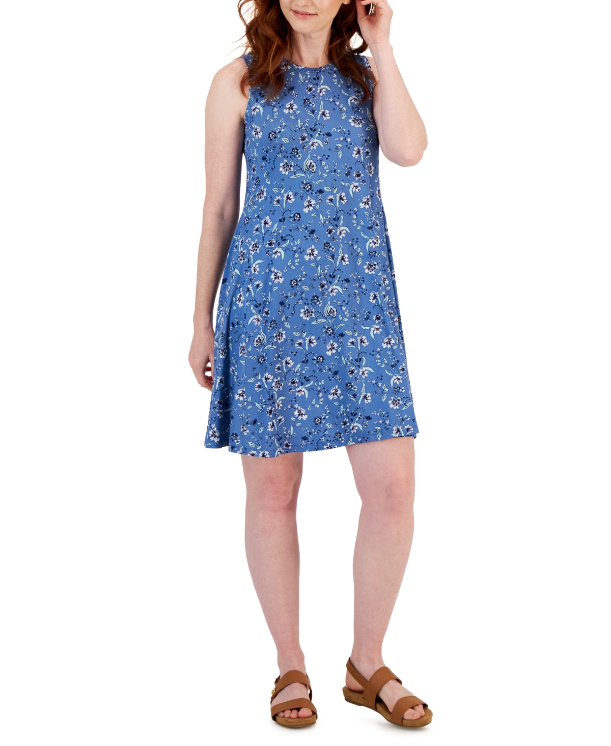 Blue floral dress macys outlet