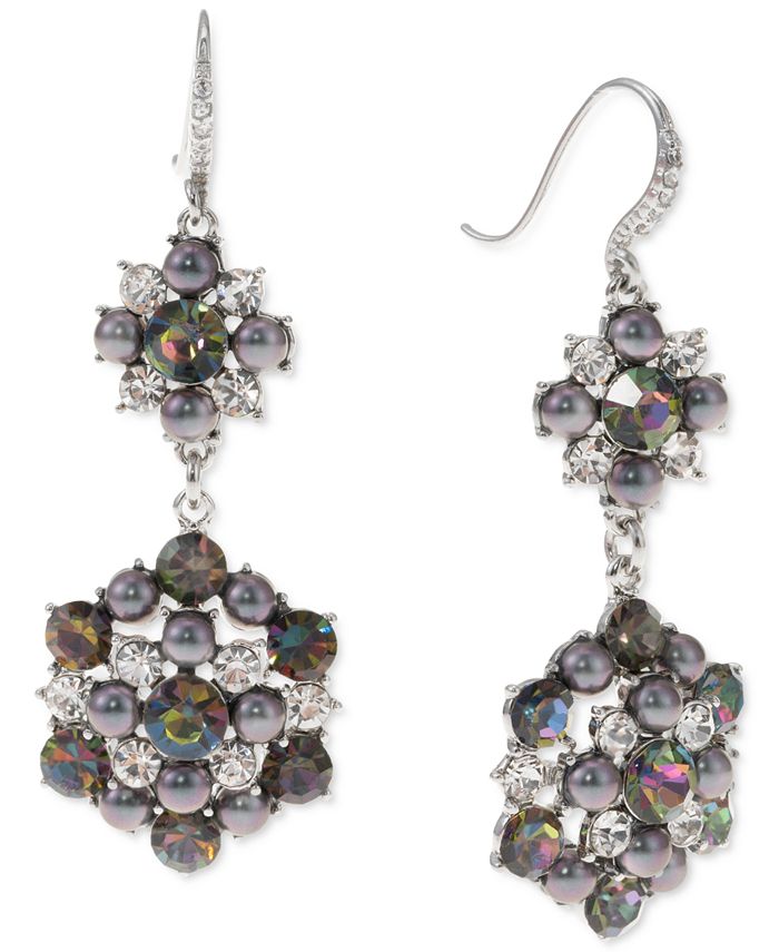 Charter Club SilverTone Crystal & Imitation Pearl Cluster Double Drop