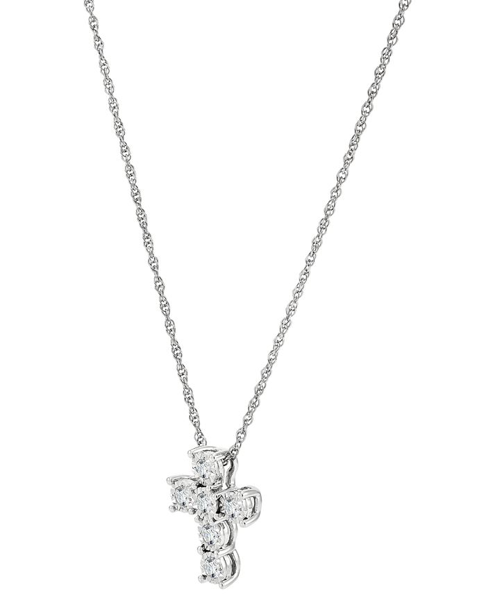 Forever Grown Diamonds LabCreated Diamond Cross Pendant Necklace (1/3