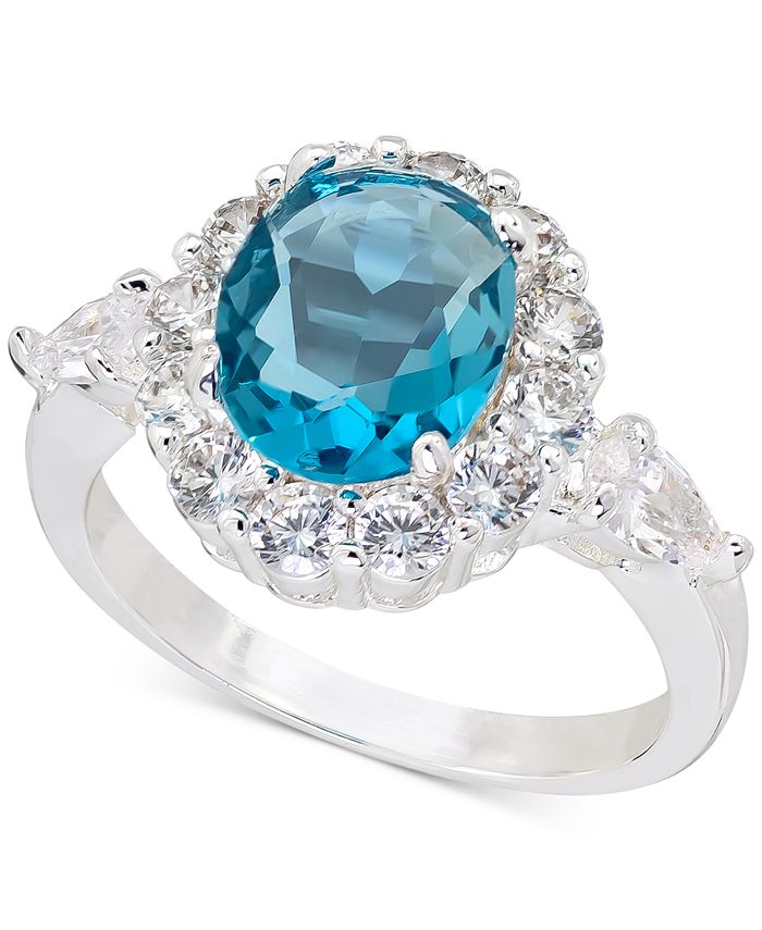 Charter Club Silver-Tone Pavé & Color Crystal Oval Halo Ring, Created ...