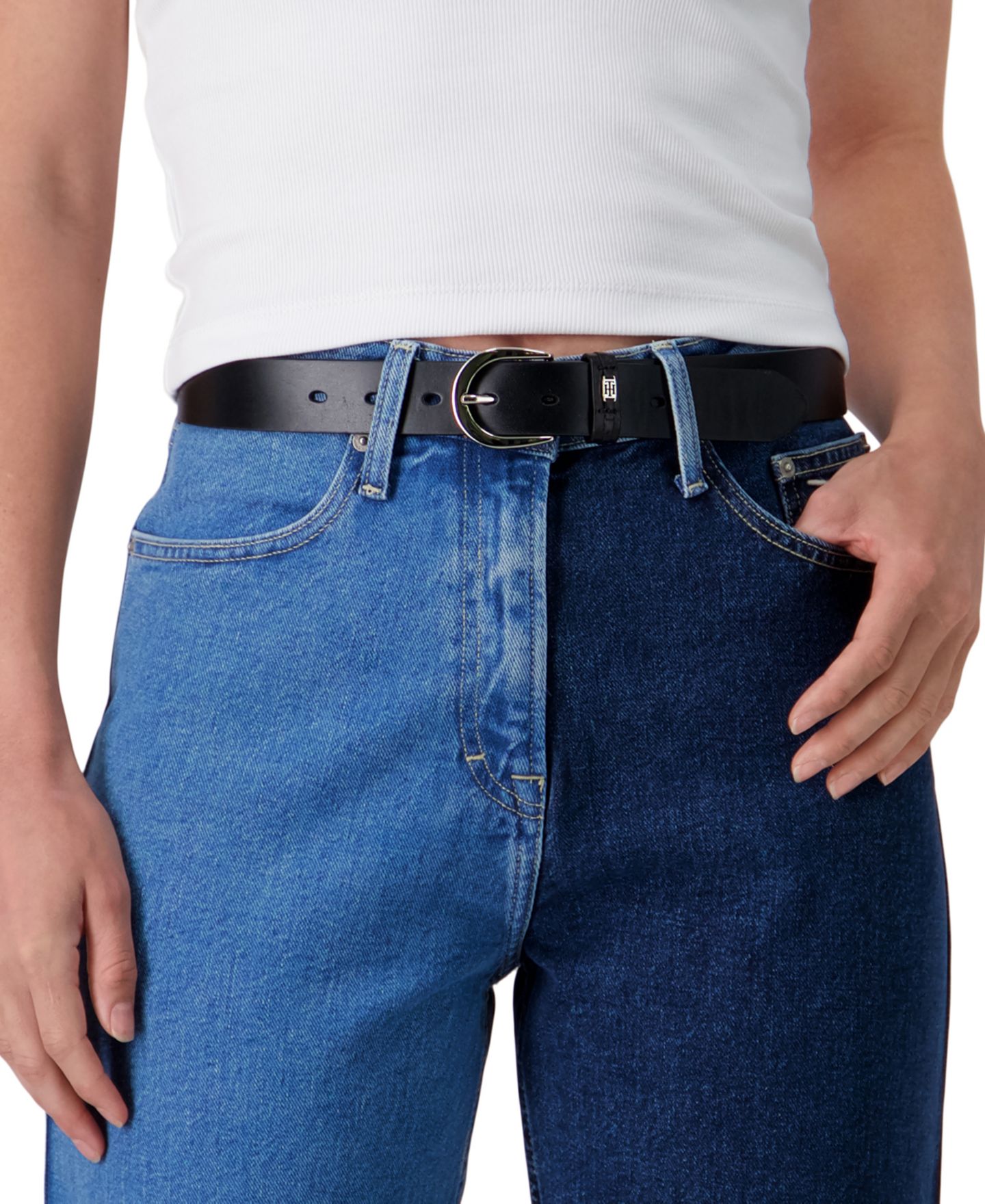 Женский ремень Tommy Hilfiger Signature Leather Jean Belt, цвет: Чёрный — фото 3