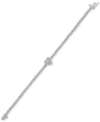 Diamond Heart Bracelet (2 ct. t.w.) in 10k White Gold