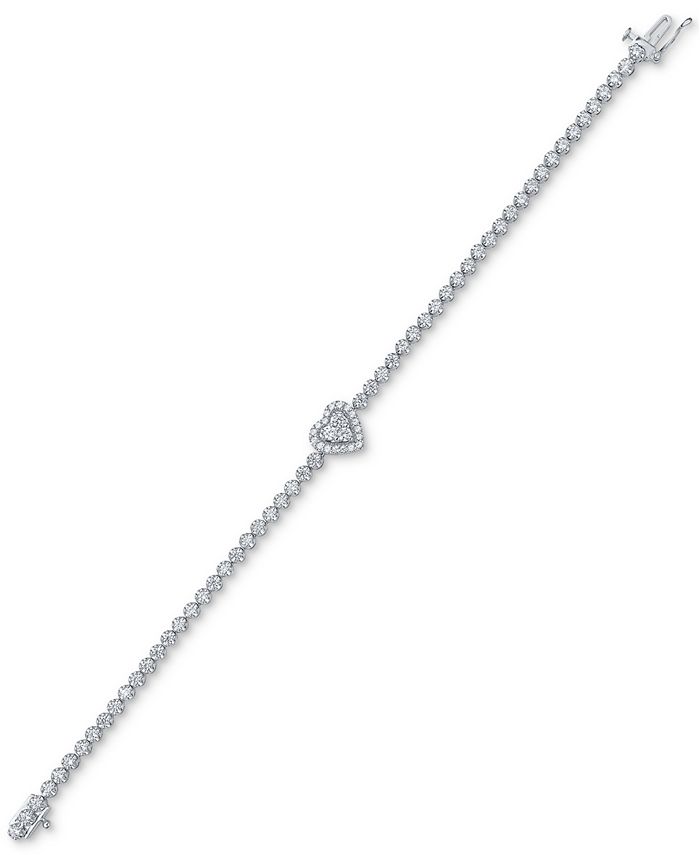 Macy's Diamond Heart Bracelet (2 ct. t.w.) in 10k White Gold Macy's