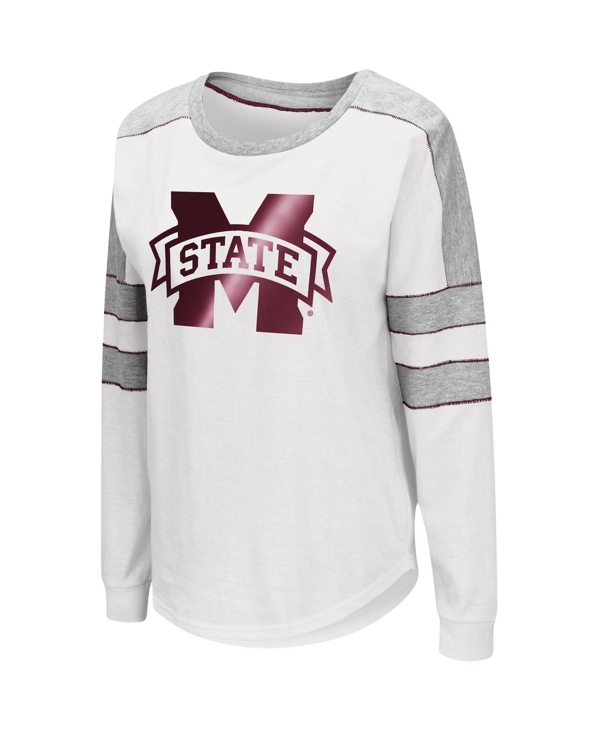 Shop Colosseum Women's  White Mississippi State Bulldogs Trey Dolman Long Sleeve T-shirt