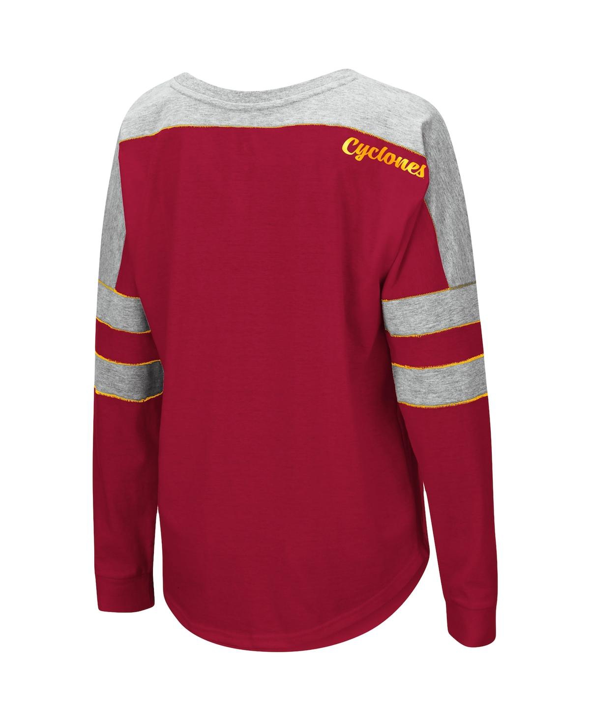 Shop Colosseum Women's  Crimson Iowa State Cyclones Trey Dolman Long Sleeve T-shirt