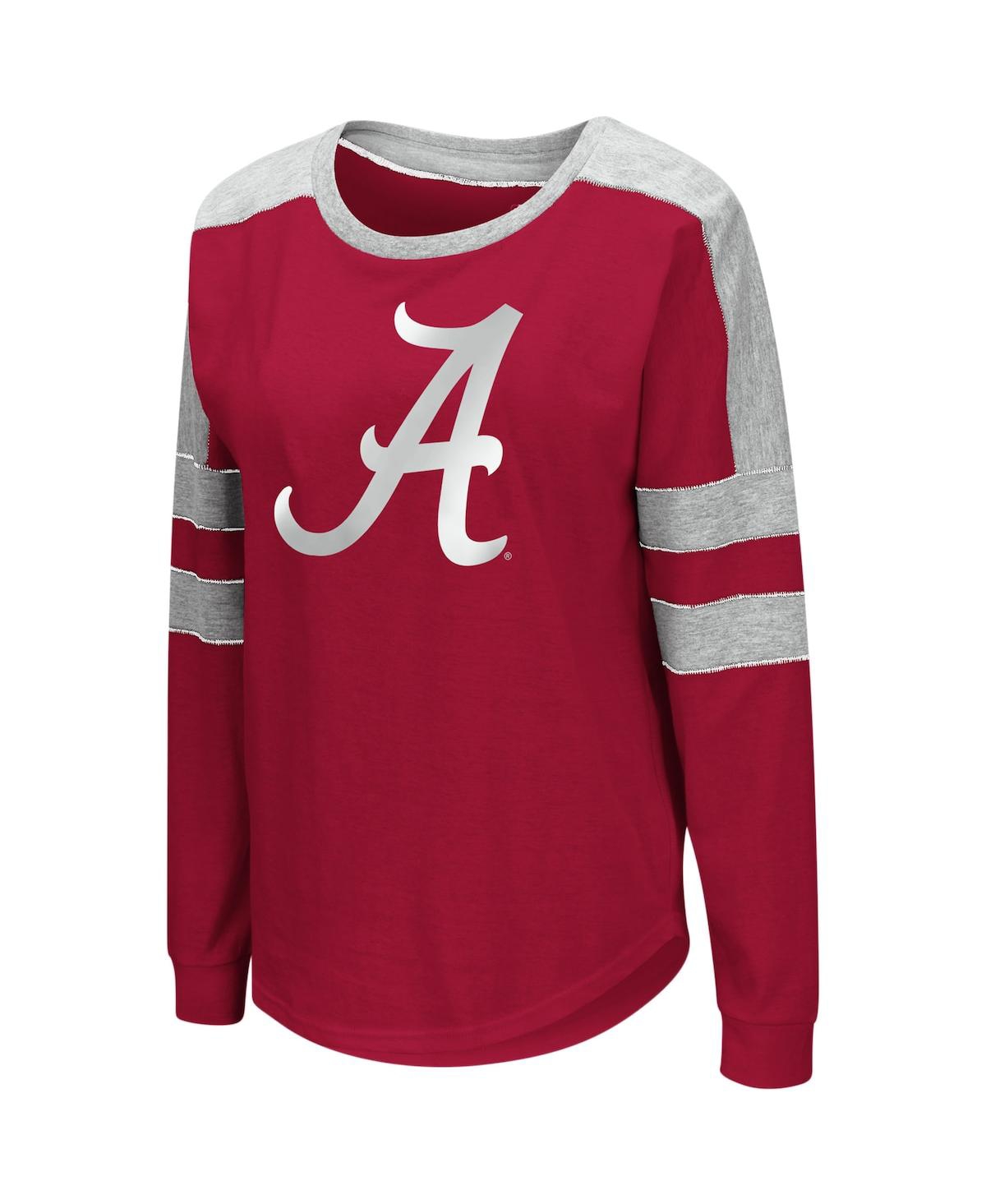 Shop Colosseum Women's  Crimson Alabama Crimson Tide Trey Dolman Long Sleeve T-shirt