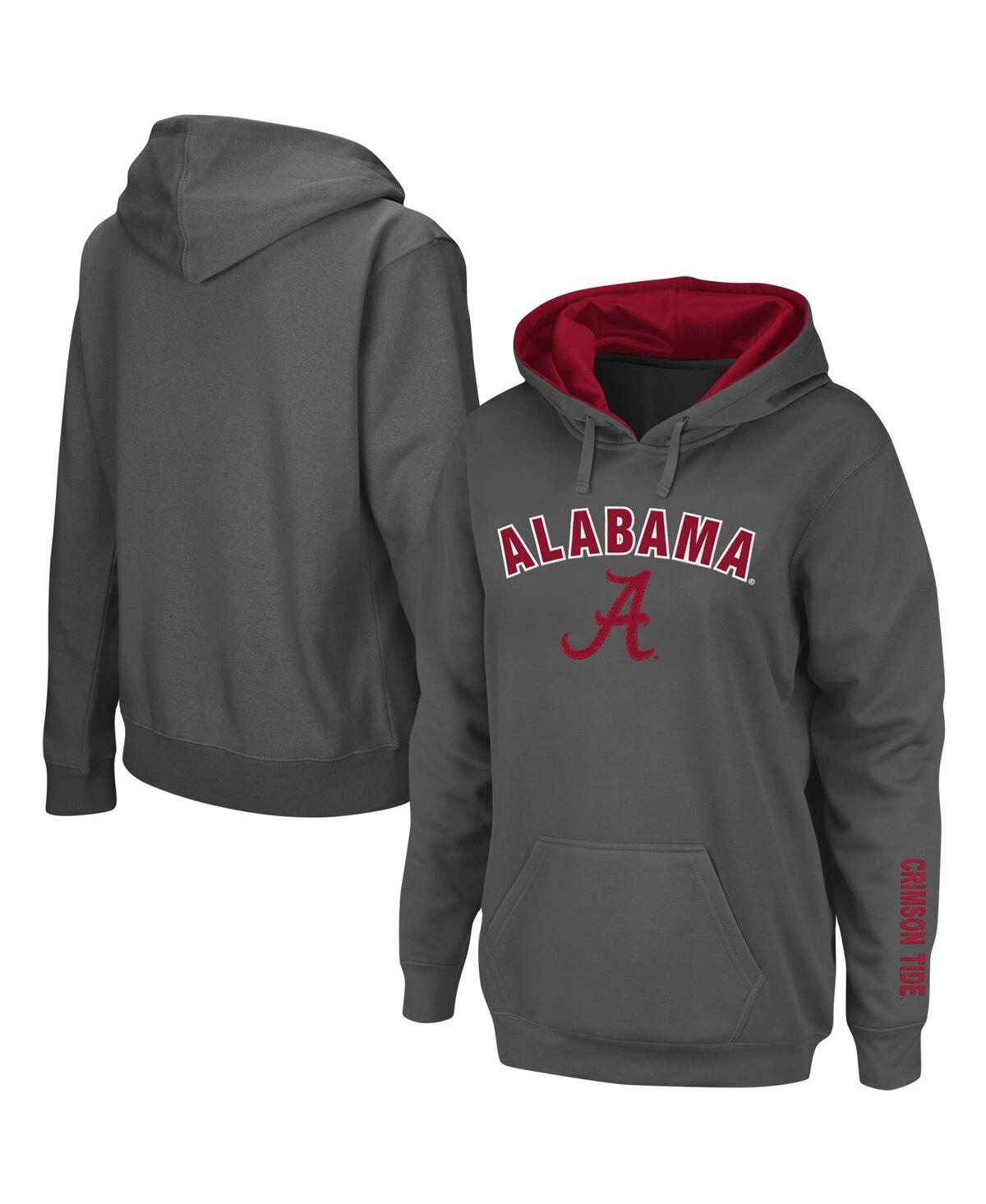 Colosseum Women's Charcoal Alabama Crimson Tide Arch And Logo 1 Pullover Hoodie In Charcoal