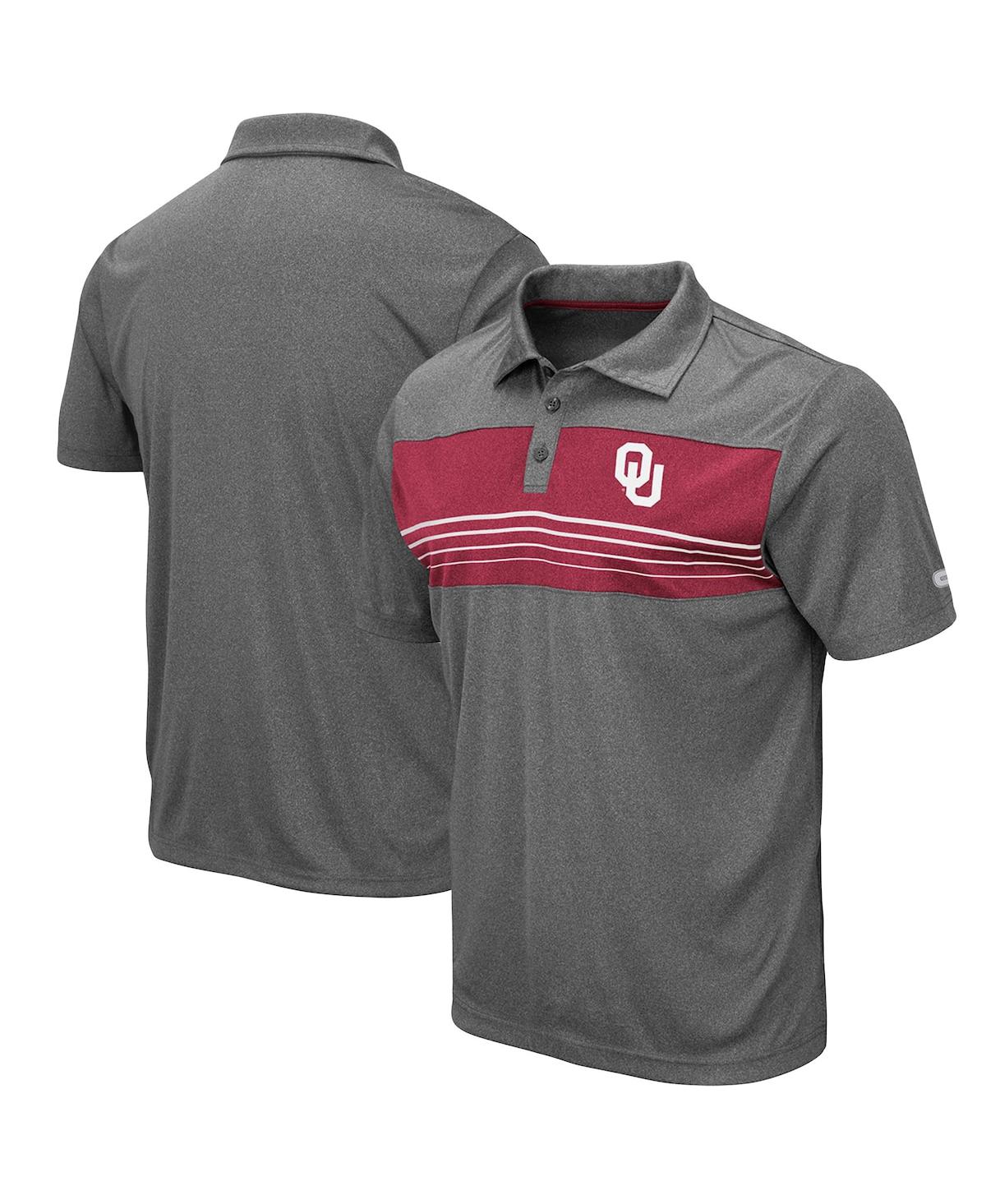 Men's ColosseumOklahoma Sooners Smithers Polo Shirt - Heathered Charcoal