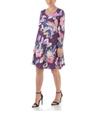 Women's Floral Long Sleeve Knee Length Dress