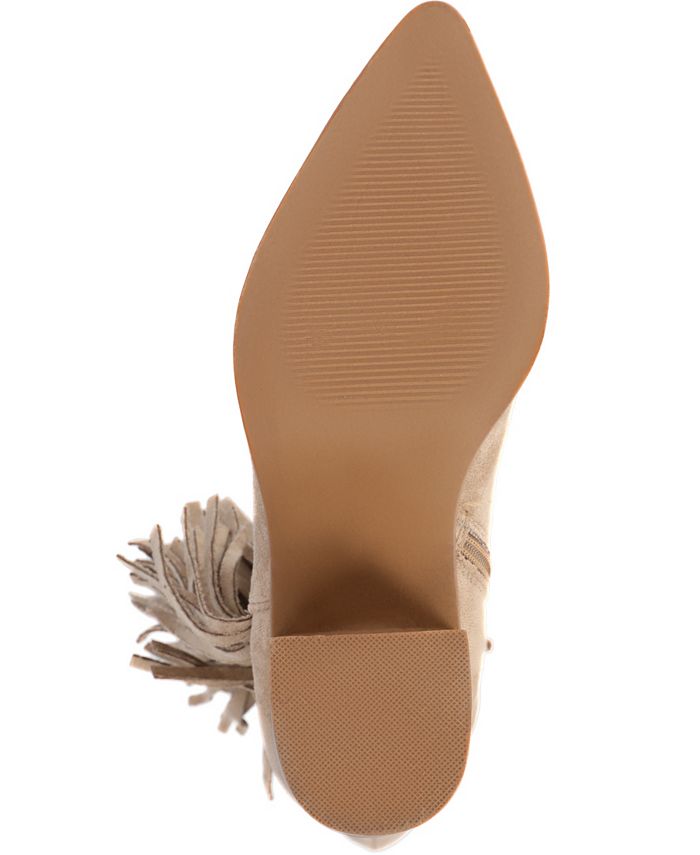 Journee Collection Women's Hartly Extra Wide Calf Western Fringe Boots