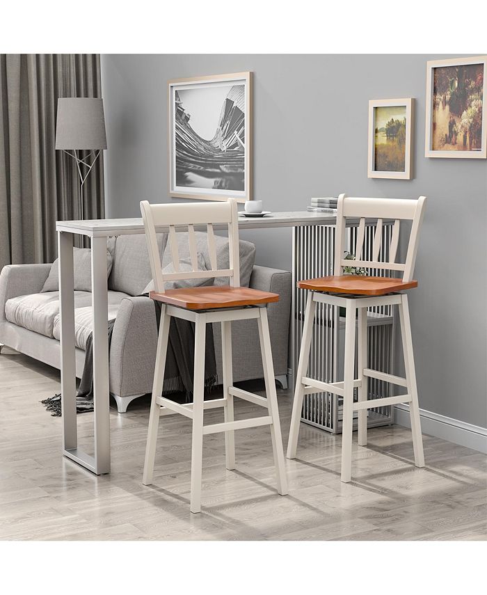 Costway Set of 2 Swivel Bar Stools 30.5'' Pub Height Dining Bar Chairs