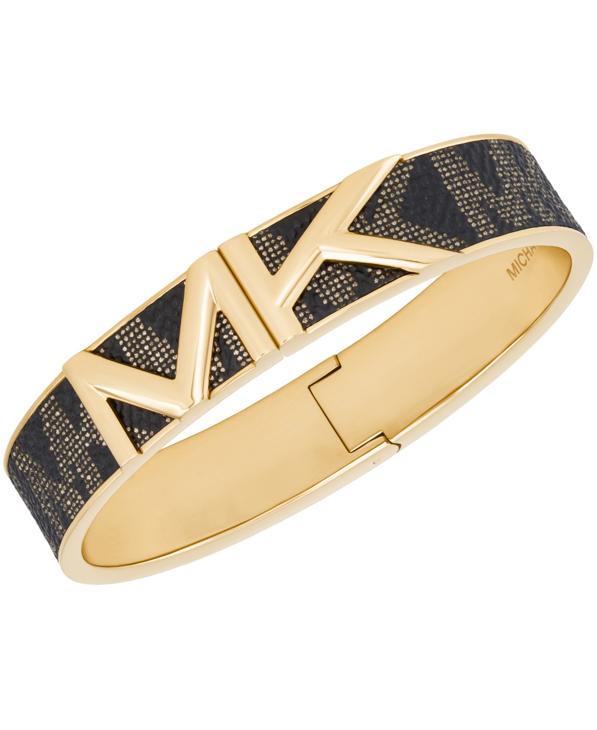 Michael Kors Gold-tone Mott Bangle Bracelet In Brown