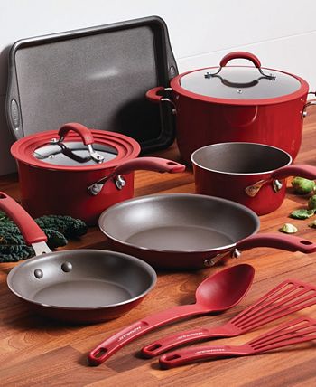 Rachael Ray Cook & Create Aluminum Nonstick Cookware Pots And Pans Set With  Cooking Tools, 11 Piece, Almond & Reviews