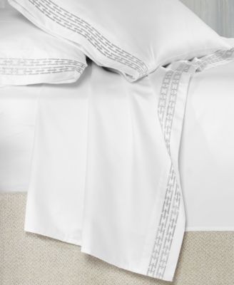 Chain Links Embroidered 100% Pima Cotton Pillowcase, King, Exclusively at Macy’s
