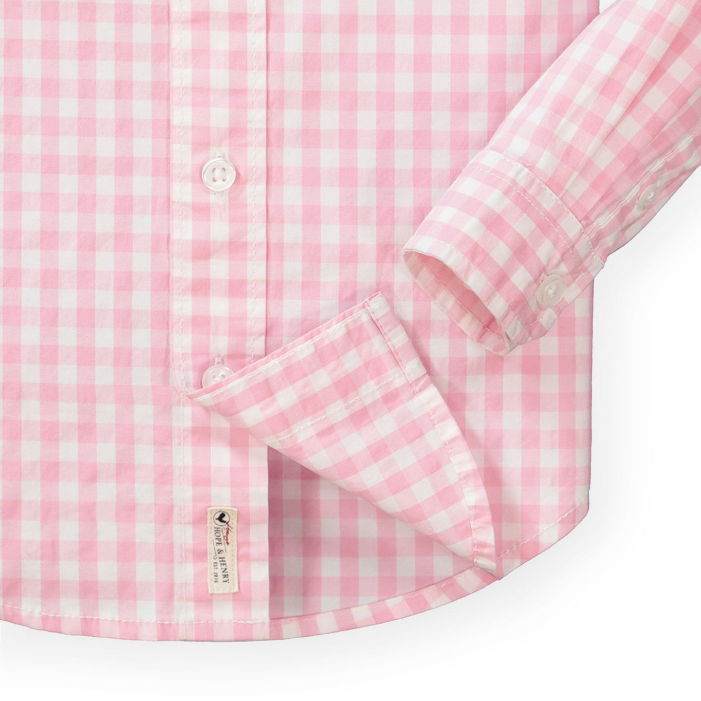 Рубашка Hope & Henry Poplin Button Down Shirt для мальчиков-малышей, цвет: Розовый в мелкую клетку — фото 4