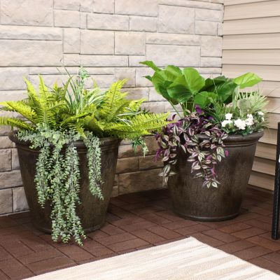 Indoor/Outdoor Patio, Garden, or Porch Weather-Resistant Double-Walled Anjelica Flower Pot Planter - 24"