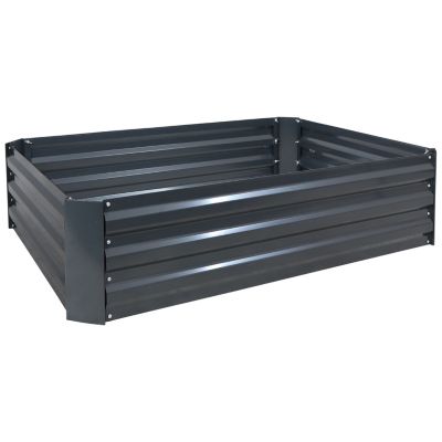 Raised Corrugated Galvanized Steel Rectangle Garden Bed for Plants, Vegetables, and Flowers - 47" W x 11.75" H