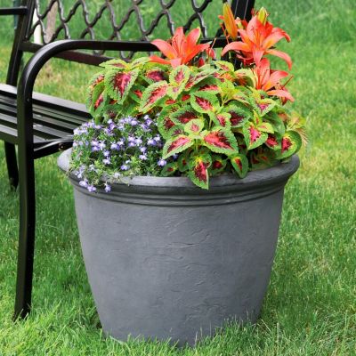 Weather-Resistant Double-Walled Anjelica Outdoor Flower Pot Planter - 20"
