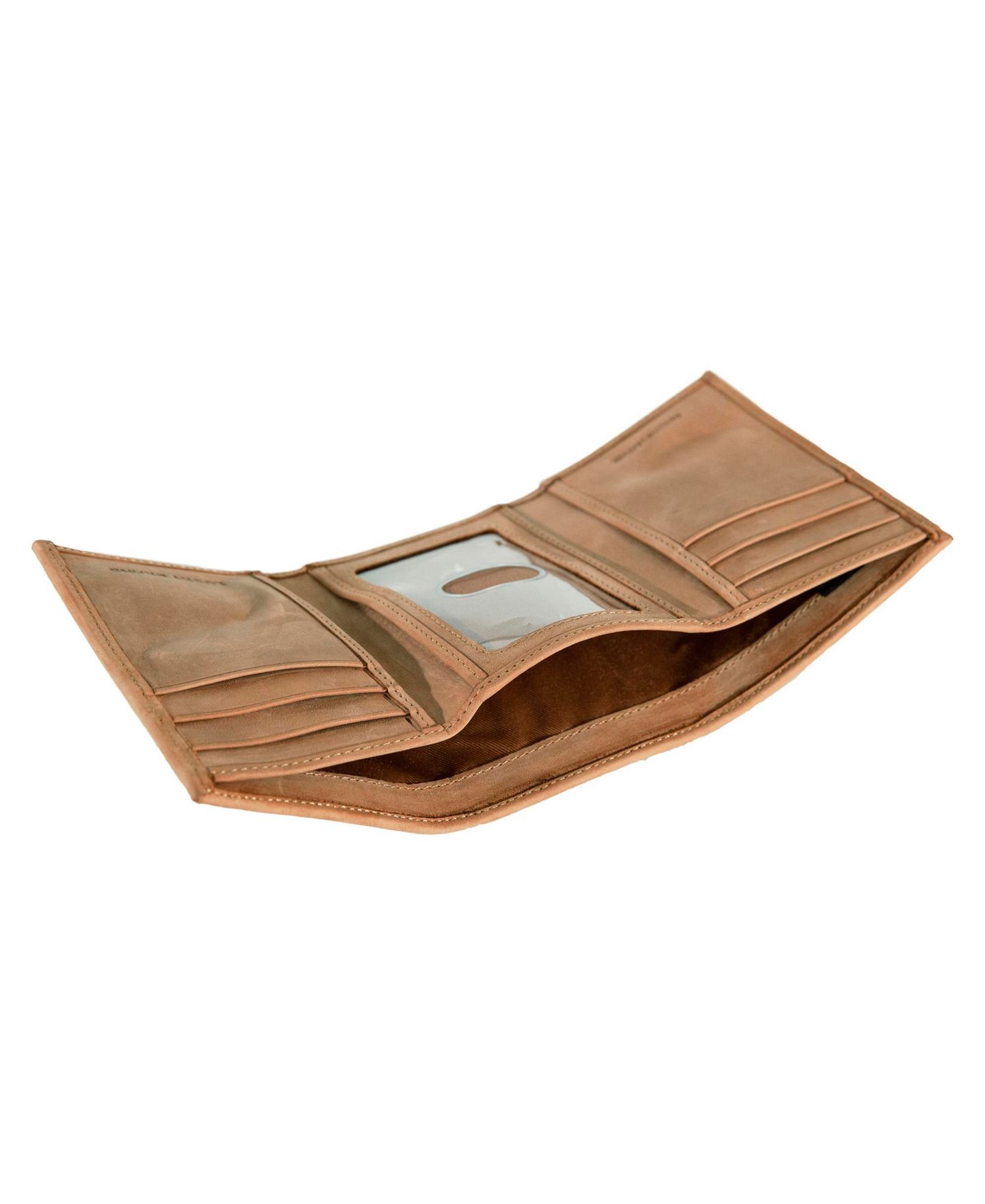 Мужской кошелёк Lucky Brand Flag Embossed Leather Trifold Wallet, цвет: Рыжевато-коричневый — фото 7