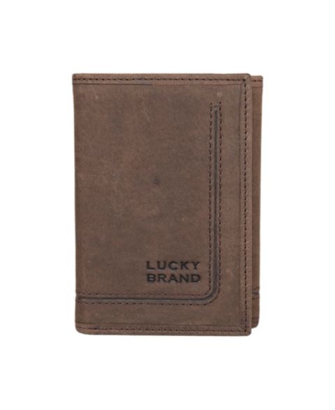 Lucky Brand Men's Grooved Leather Trifold Wallet