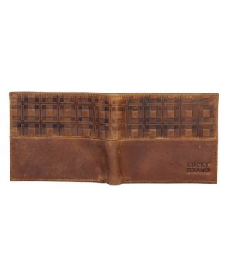 Men's Plaid Embossed Leather Bifold Wallet