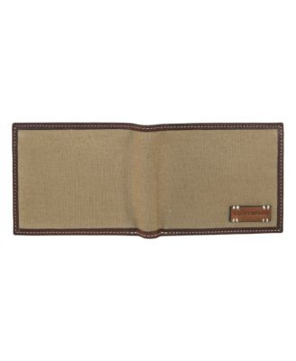 Men's Canvas with Leather Trim Bifold Wallet