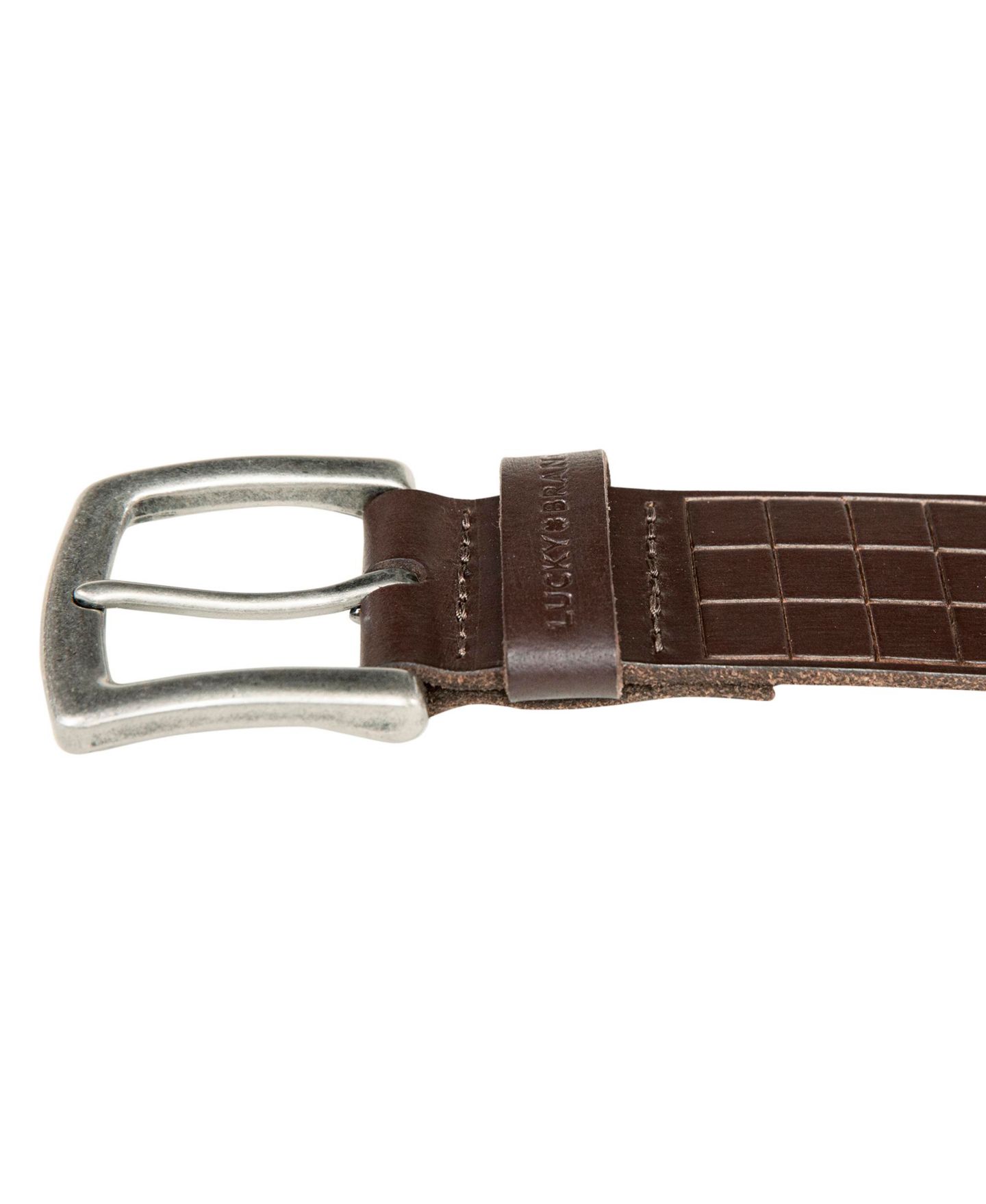 Мужской ремень Lucky Brand Grid Tooled Embossed Leather Belt, цвет: Коричневый — фото 5