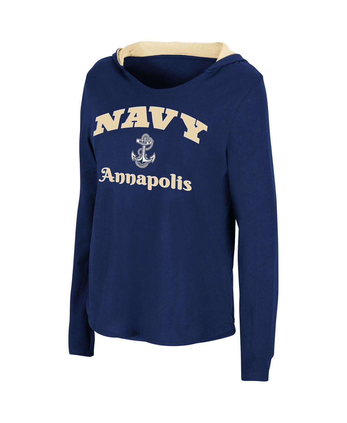 Colosseum Navy Navy Midshipmen Catalina Hoodie Long Sleeve T-shirt In Navy