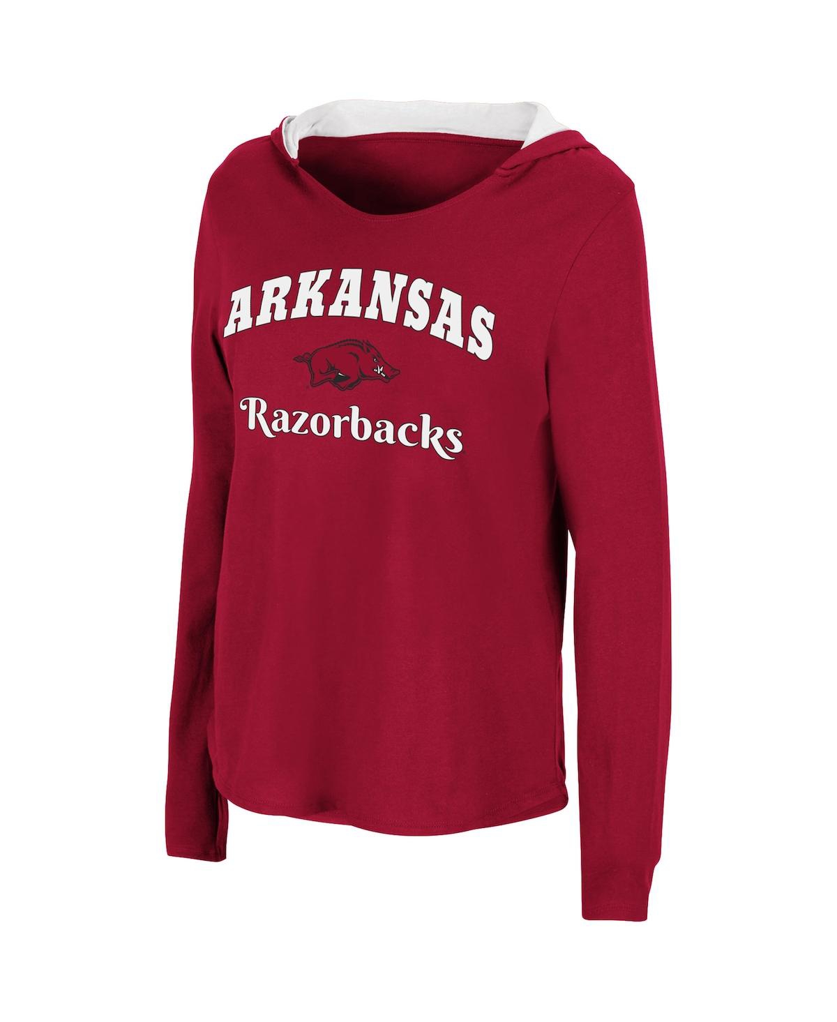 Shop Colosseum Women's  Cardinal Arkansas Razorbacks Catalina Hoodie Long Sleeve T-shirt