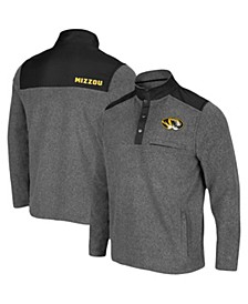 Men's Heathered Charcoal, Black Missouri Tigers Huff Snap Pullover